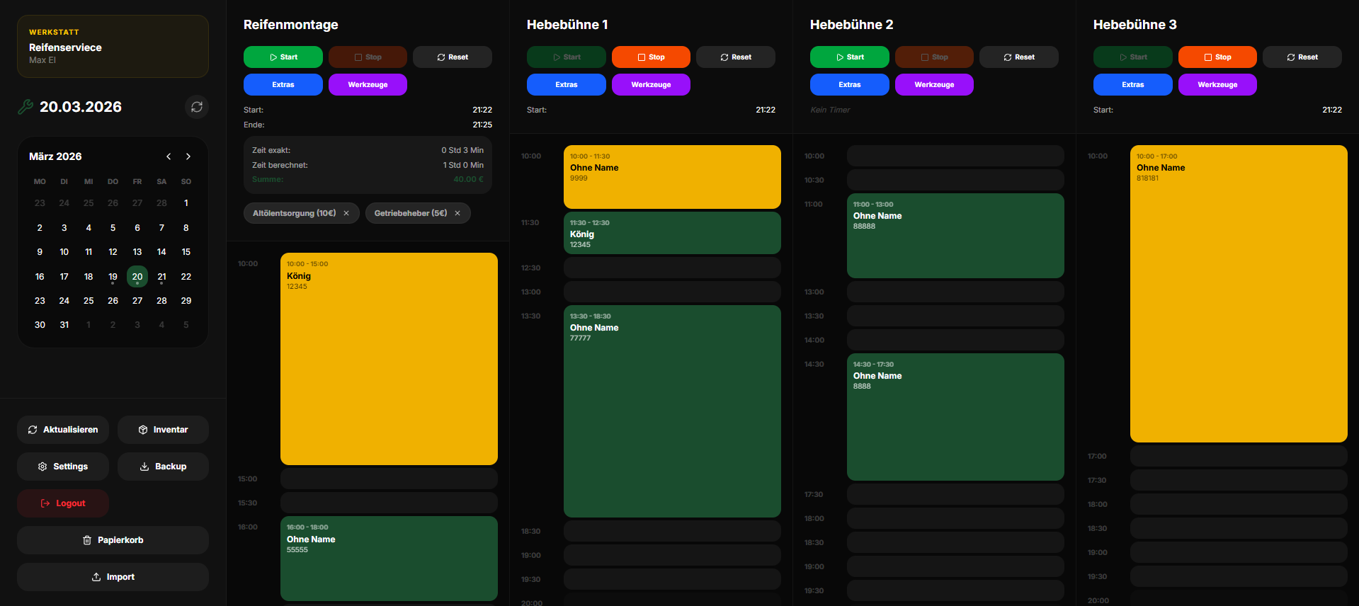 Zentrales Werkstatt-Dashboard